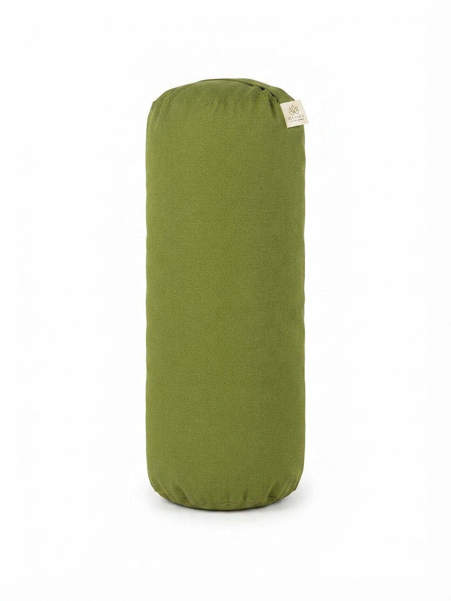 Yoga Bolster Meditasyon Minderi Silindir Yoga Yastığı Pamuk Keten Kumaş Fermuarlı 65x22 cm Yeşil