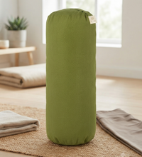Yoga Bolster Meditasyon Minderi Silindir Yoga Yastığı Pamuk Keten Kumaş Fermuarlı 65x22 cm Yeşil