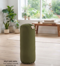 Yoga Bolster Meditasyon Minderi Silindir Yoga Yastığı Pamuk Keten Kumaş Fermuarlı 65x22 cm Yeşil