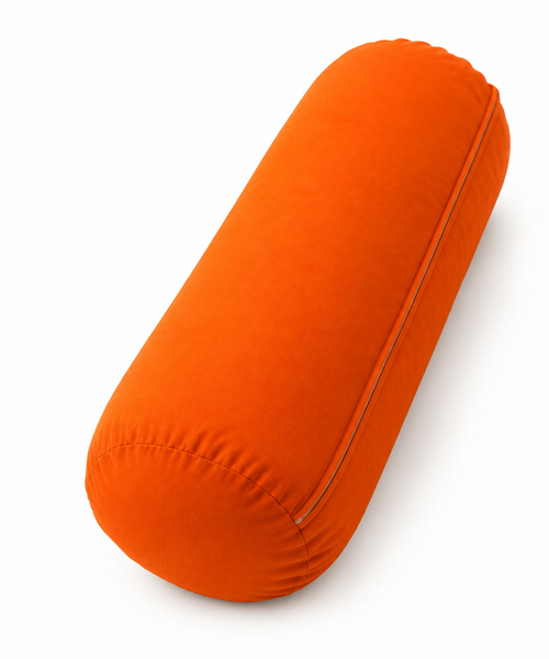 Yoga Bolster Organik Poplin Kumaş Kırpıntı Sünger Dolgulu Meditasyon Yastığı Pilates Destek Minderi 65x22 cm