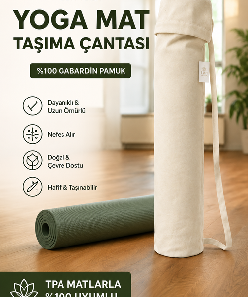 Yoga Matı Çantası %100 Pamuk Gabardin TPE Pilates Minderi Taşıma Çantası Ayarlanabilir Askılı