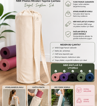 Yoga Matı Çantası Büyük Boy %100 Pamuk Gabardin NBR Pilates Minderi Taşıma Çantası Ayarlanabilir Askılı
