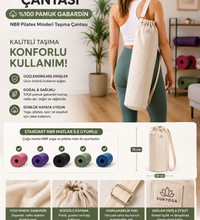 Yoga Matı Çantası Büyük Boy %100 Pamuk Gabardin NBR Pilates Minderi Taşıma Çantası Ayarlanabilir Askılı