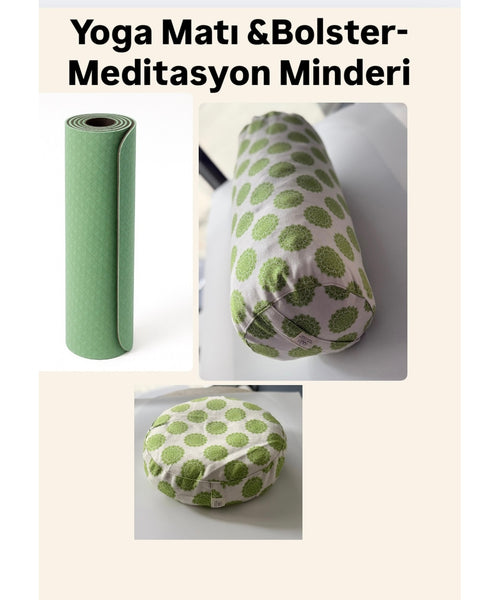 Yoga & Meditasyon Seti – Mat, Bolster ve Meditasyon Minderi (Yeşil)