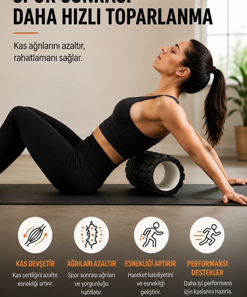 Foam Roller Yüksek Yoğunluklu Orta Sert Masaj Rulosu EVA Kas Gevşetici Yoga Pilates Fitness