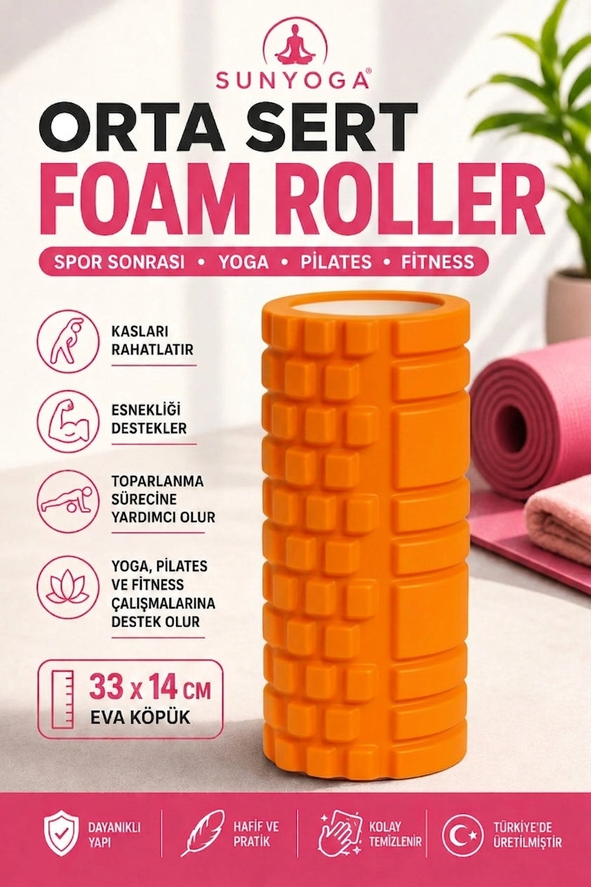 Yüksek Yoğunlukta Orta Sert Deluxe Foam Roller Fitness Pilates Yoga Masaj Köpüğü Masaj Rulosu