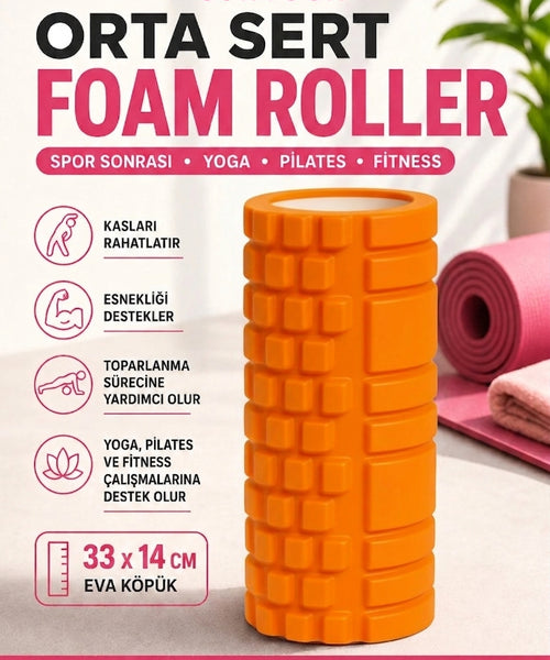 Yüksek Yoğunlukta Orta Sert Deluxe Foam Roller Fitness Pilates Yoga Masaj Köpüğü Masaj Rulosu