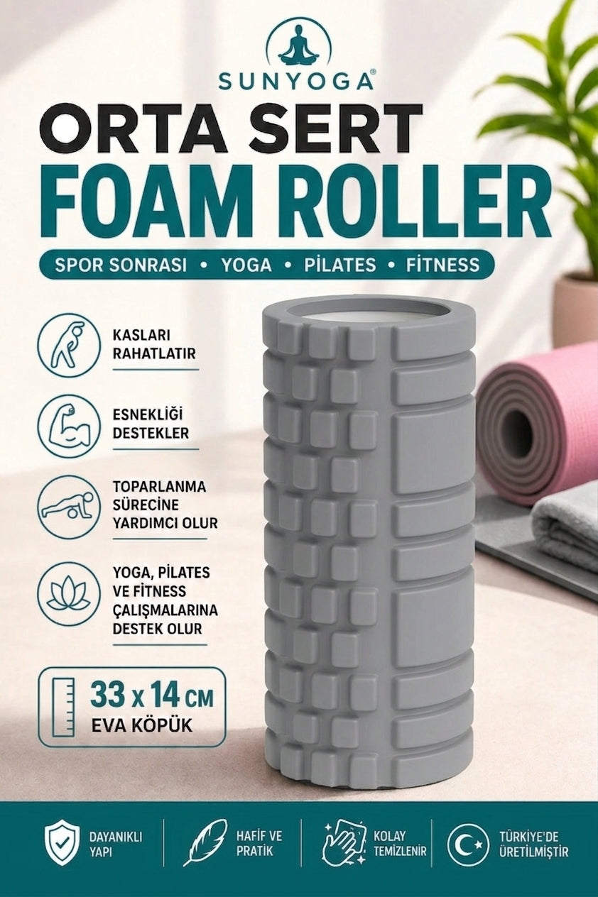 Yüksek Yoğunlukta Orta sert Foam Roller Fıtness Pilates Yoga Masaj Köpüğü Masaj Rulosu