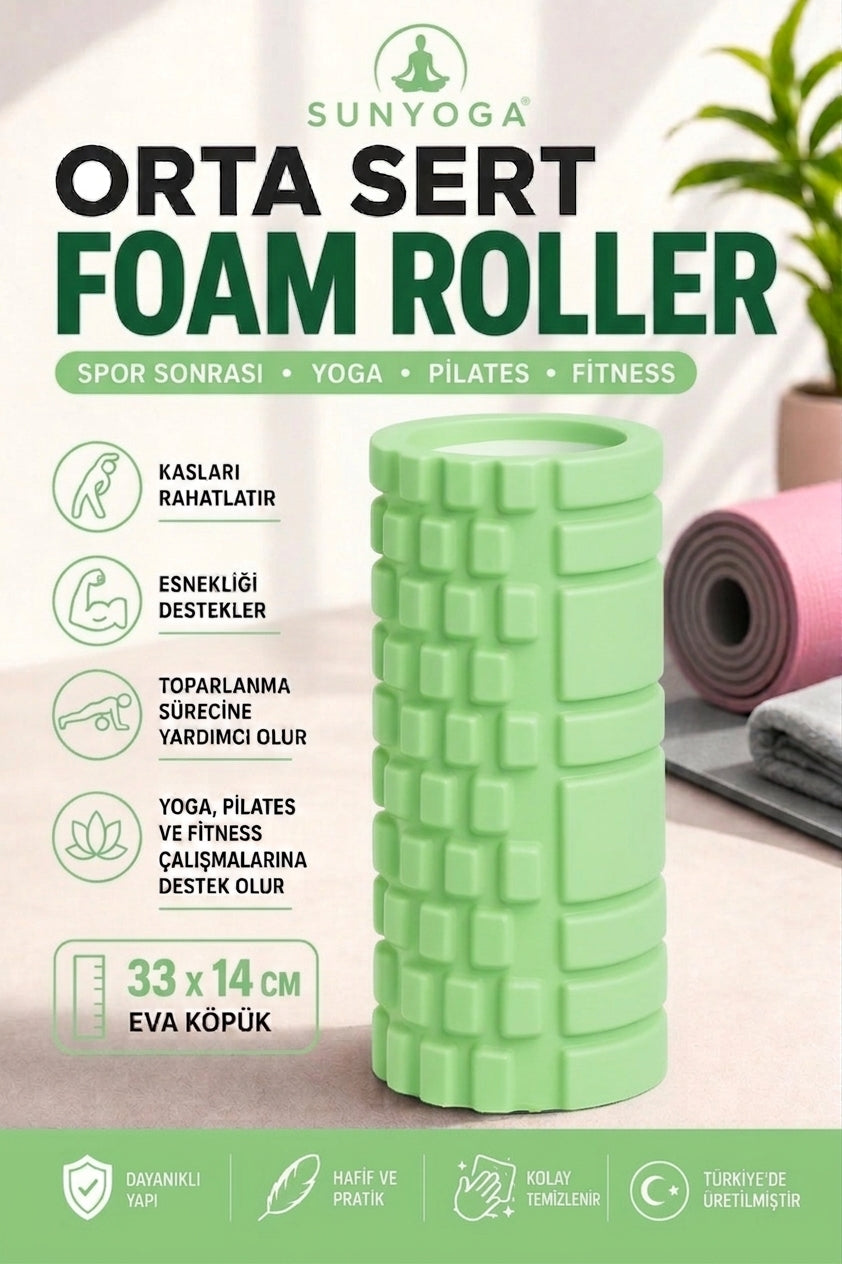 Yüksek Yoğunlukta Orta Sert Foam Roller Fıtness Pilates Yoga Masaj Rulosu Masaj Köpüğü