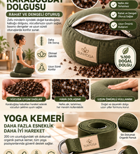 Zafu Meditasyon Minderi + 200 cm Yoga Kemeri Seti Karabuğday Dolgulu 35x12 cm