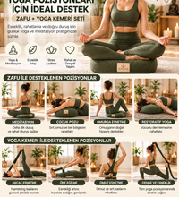 Zafu Meditasyon Minderi + 200 cm Yoga Kemeri Seti Karabuğday Dolgulu 35x12 cm