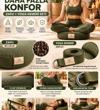 Zafu Meditasyon Minderi + 200 cm Yoga Kemeri Seti Karabuğday Dolgulu 35x12 cm