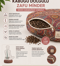 Zafu Meditasyon Minderi Karabuğday Dolgulu + Foam Roller Masaj Silindiri Yoga Pilates Seti