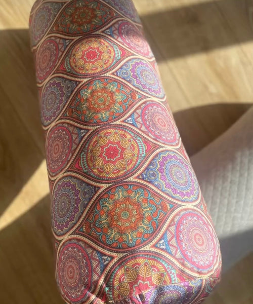 Zafu Silindir Yoga Minderi Bolster Mandala Desen Çok Renkli