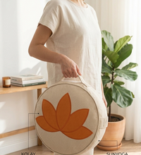 Karabuğday Dolgulu Bej Turuncu Lotus Zafu Meditasyon Minderi
